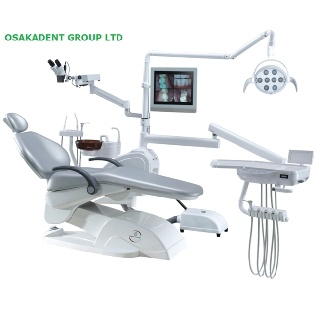 Unidad de silla dental con microscopio y lámpara de 8 led.