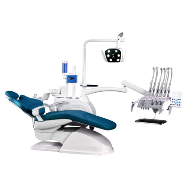 Sillón dental de cuero con bandeja montada superior