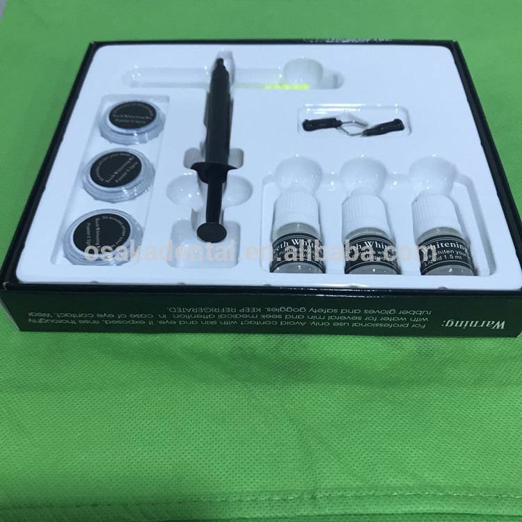 Un material dental del kit de gel para blanquear los dientes dentales