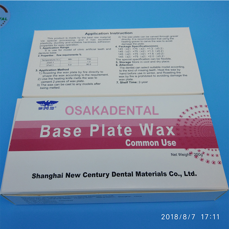 OSAKADENTAL Cera de placa base dental / Cera de base roja dental Cera de modelado para material de laboratorio dental