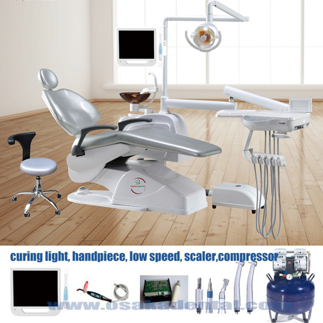 Ejemplo de unidad de silla dental de conjunto completo con monitor