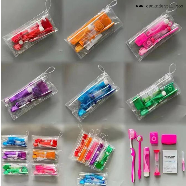 Kit de ortodoncia dental colorido con bolsa de PVC para ortodoncia