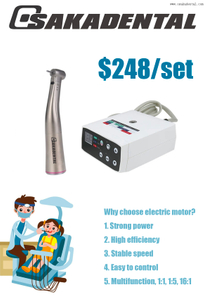 Motor eléctrico Dental económico sin escobillas con pieza de mano de contraángulo rojo