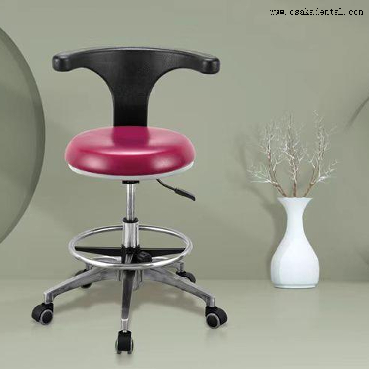 Taburete de silla dental con pie circular de PU