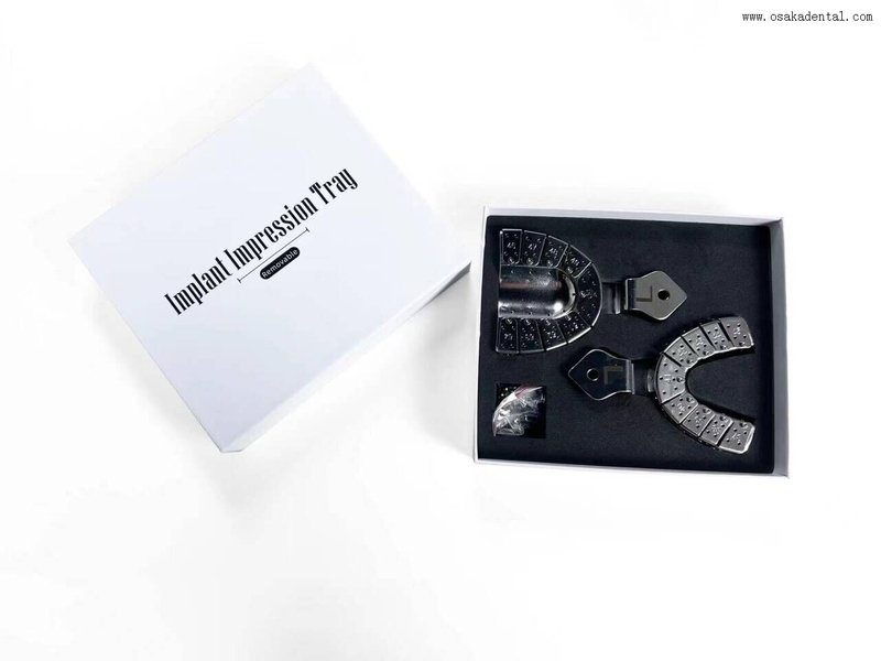 Bandejas de impresión de implantes dentales profesionales en caja hechas con bandejas de impresión de acero inoxidable de alta calidad Dental