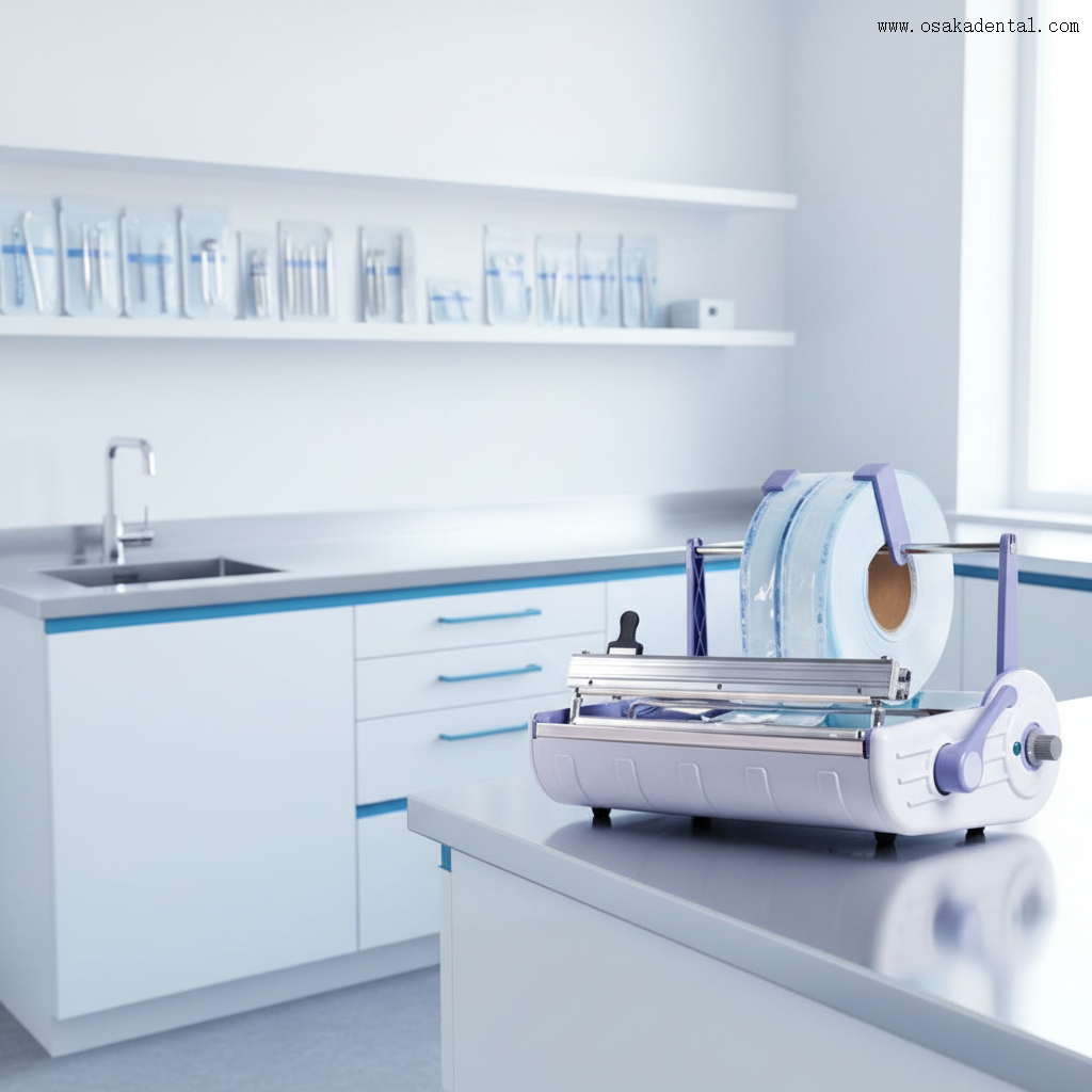Máquina de sellado Dental automática con soporte para bolsa de esterilización y bolsas de esterilización