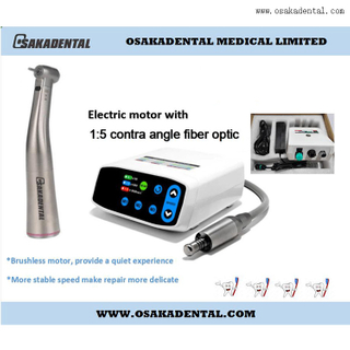 Motor eléctrico dental Burshless con contraángulo 1:5 de fibra óptica