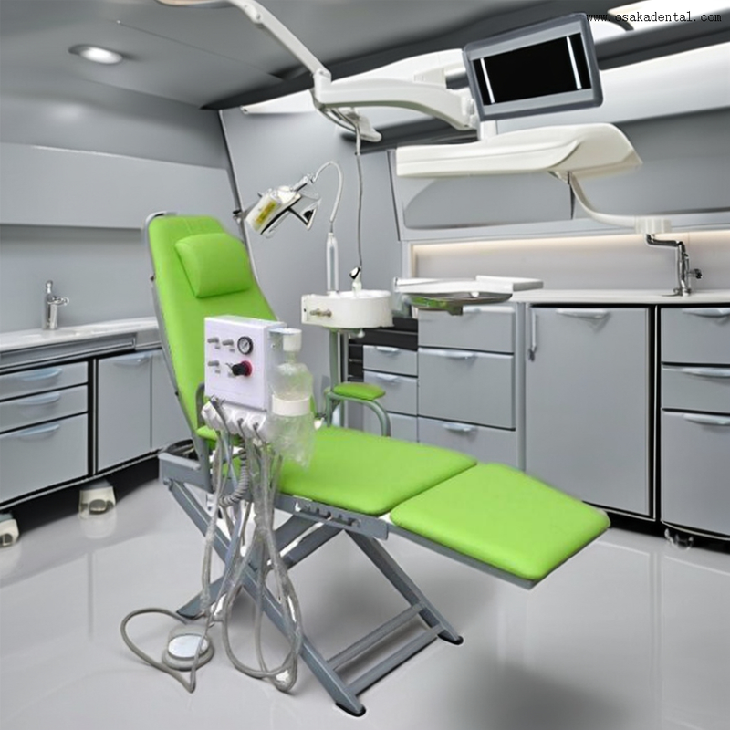 sillón dental plegable portátil con diseño compacto y móvil