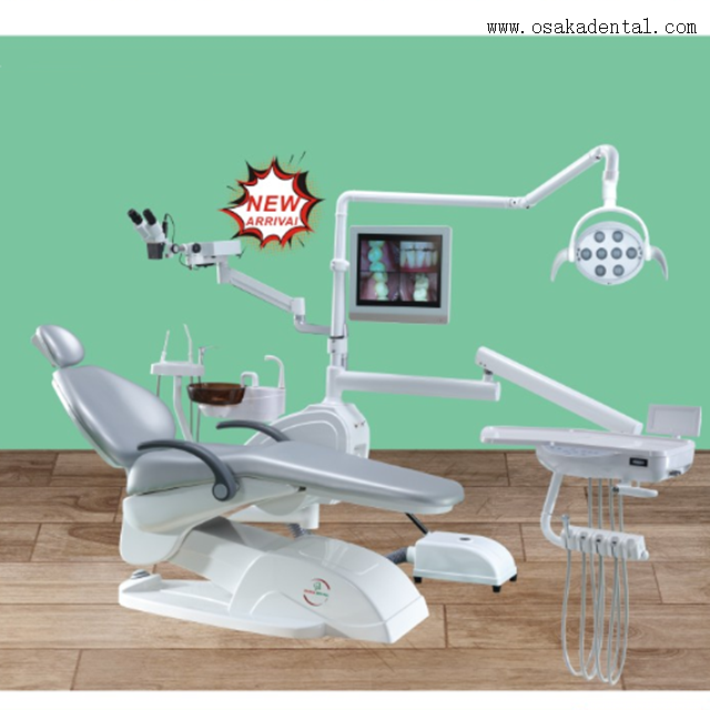 Unidad de silla dental con microscopio y lámpara de 8 led.