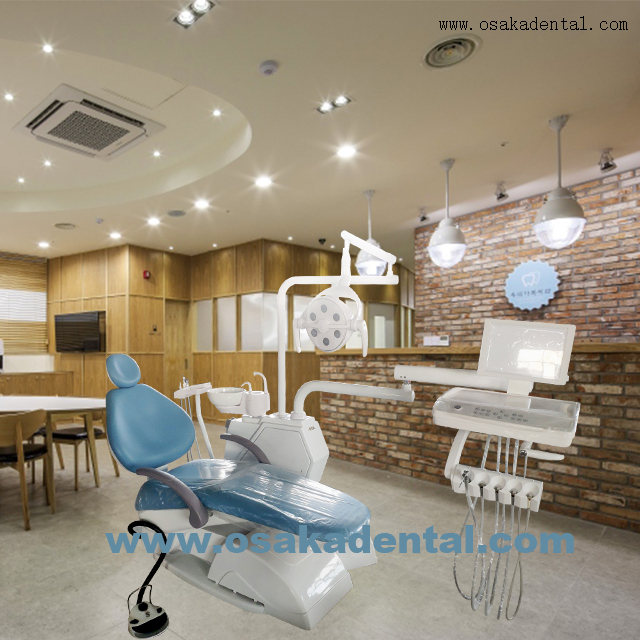 Sillón dental con lámpara LED con reposapiés multifunción