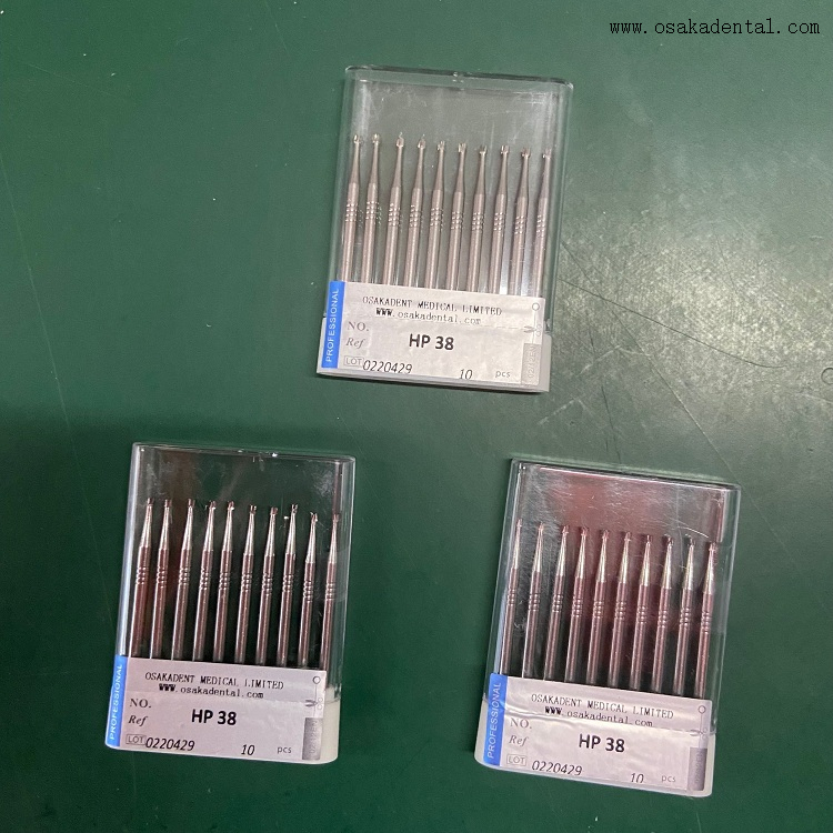 Fresas dentales de carburo HP HP38 10 piezas/caja fabricada en China