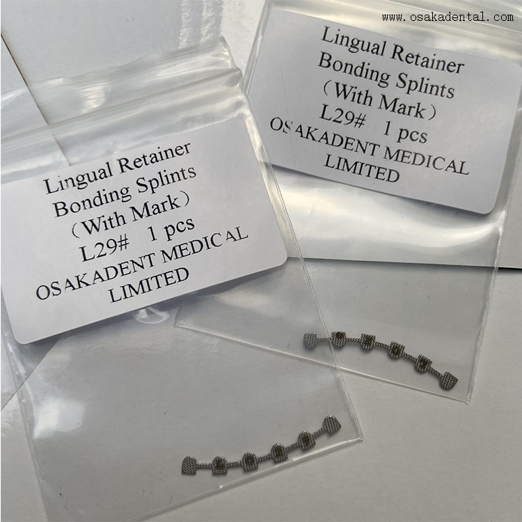 Férulas de unión de retención lingual de ortodoncia dental con marca