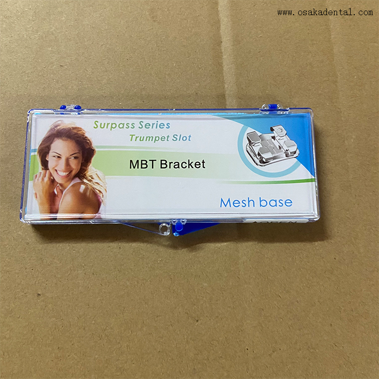 Soporte de metal con base de malla de ortodoncia dental