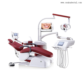 Sillón dental de cuero cómodo y lujoso con taburete de dentista y asiento grande Unidad dental con pieza de mano dental y otra opción A6800