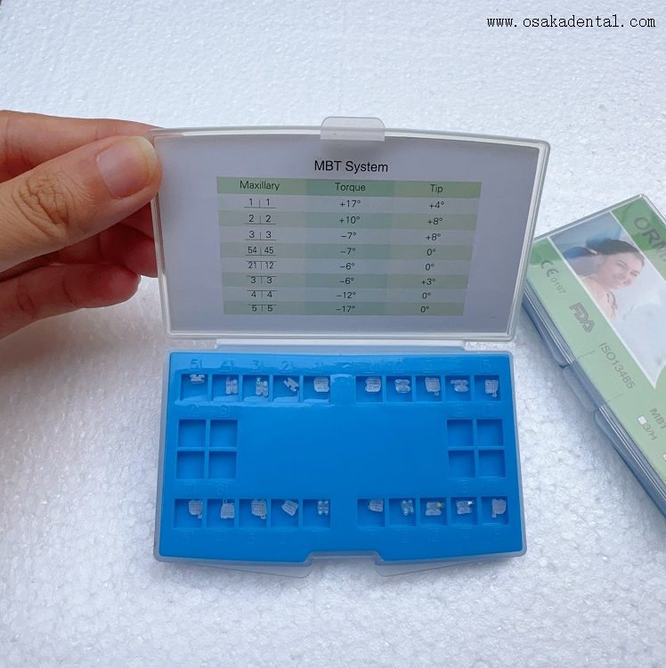 Soporte de cerámica para ortodoncia Dental, Base de malla Roth/MBT OSA-F690-Ice