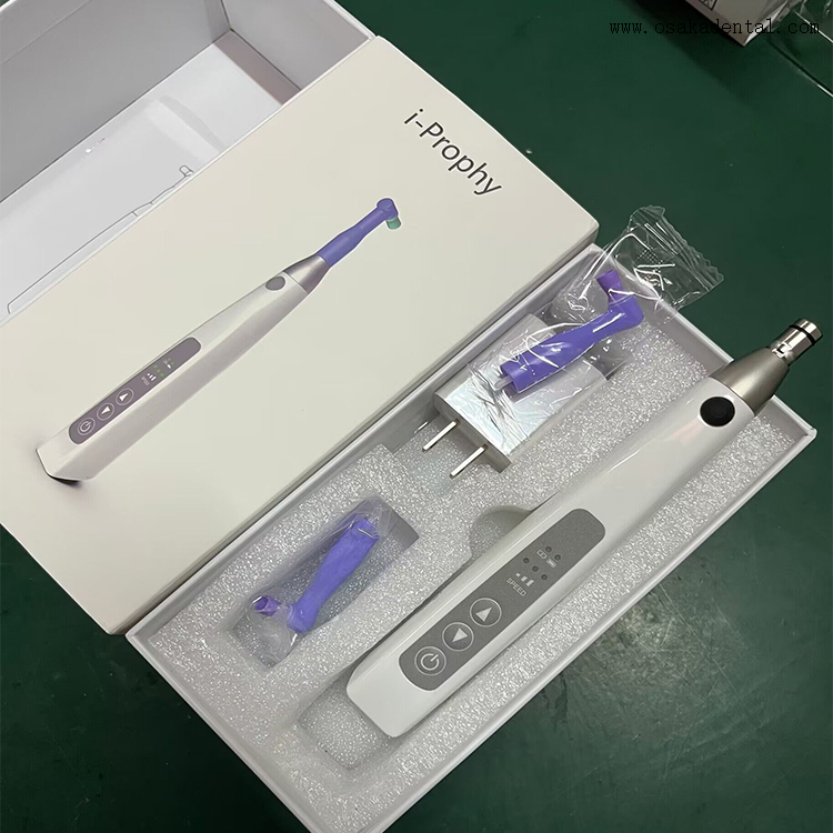 Pieza de mano de profilaxis inalámbrica con ángulos de profilaxis desechables