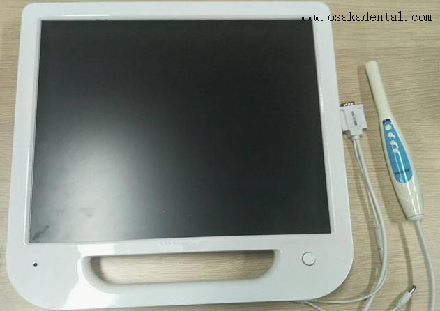 Monitor blanco 17 pulgadas +Cámara Intraoral con VGA+VIDEO+USB +set soporte monitor metálico simple