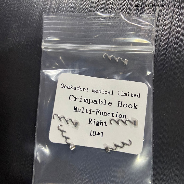 Gancho crimpable de ortodoncia dental multifunción derecha