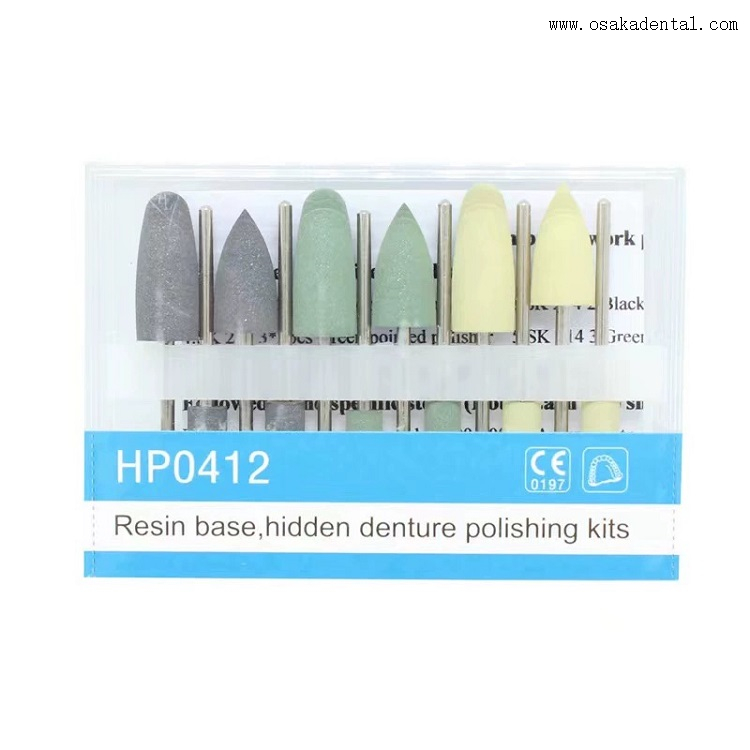 Base de resina Dental Burs HP 0412, Kit de pulido de dentadura oculta