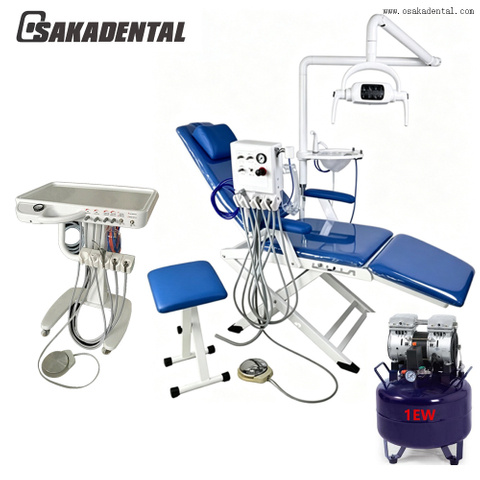 Sillón dental Unidad dental móvil totalmente plegable con turbina portátil y compresor dental
