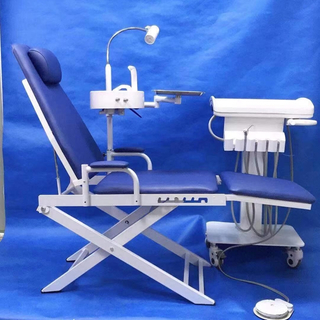 Unidad de silla dental portátil con lámpara LED y bandeja móvil