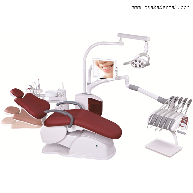 Cómodo sillón dental con bandeja montada en la parte superior para clínica dental