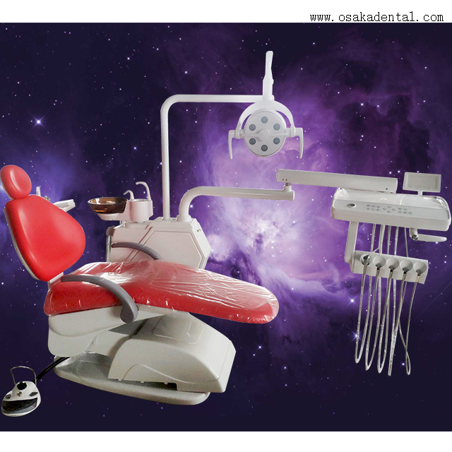 Silla dental de color rojo con 6 bombillas LED lámpara