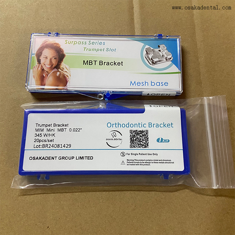 Soporte de metal con base de malla de ortodoncia dental