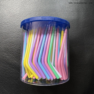 Paquete de botellas con puntas de jeringa coloridas desechables dentales, 250 Uds.