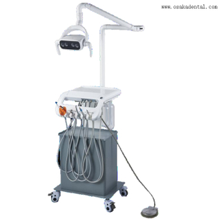 Unidad dental portátil con compresor y lámpara LED de 4 bombillas.