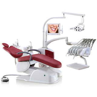Cómodo sillón dental con bandeja montada en la parte superior para clínica dental