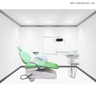 Silla dental con compresor de aire y pieza de mano dental y escalador LED con bonito color verde