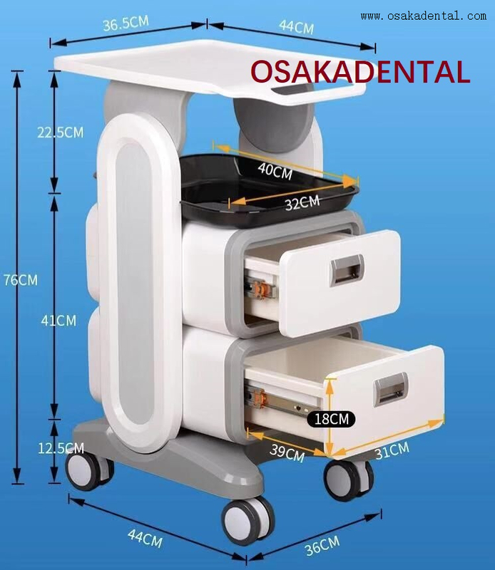 Carro de herramientas móvil con ruedas Carro de 2 cajones Gabinete de herramientas de rodillos multifunción para máquina de escáner 3D