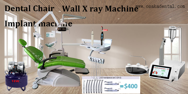 Sillón dental con pieza de mano dental de alta velocidad y pieza de mano dental de baja velocidad y máquina de implante dental
