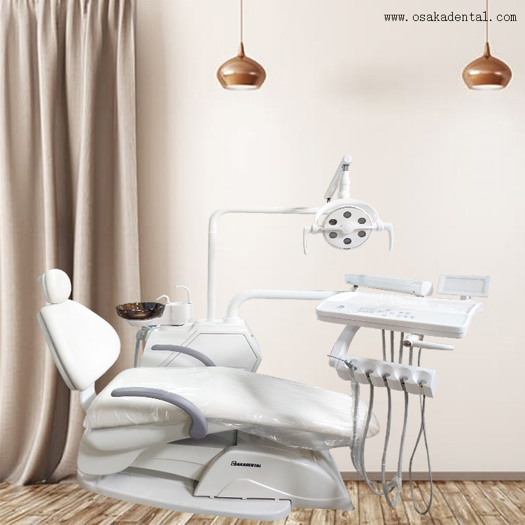 Sillón dental de color blanco / Unidad dental con lámpara de sensor LED y sistema de control táctil