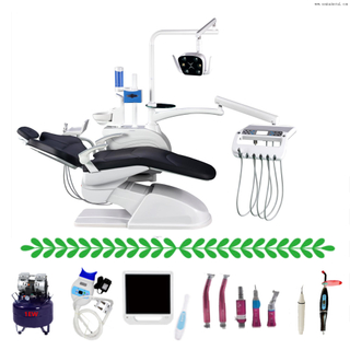 Sillón dental de alta calidad en color negro con cámara bucal dental y monitor de 17 pulgadas