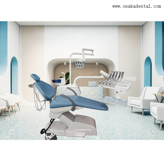 Sillón dental de lujo con bandeja para instrumentos montada en la parte superior 