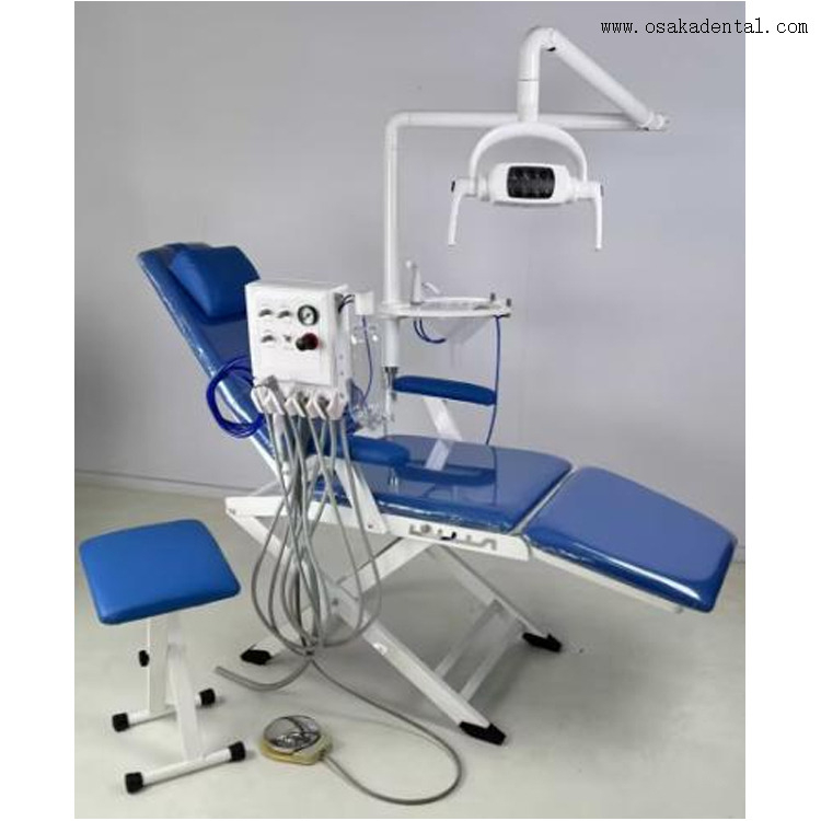 Unidad dental portátil con turbina de pared, lámpara LED y taburete dental