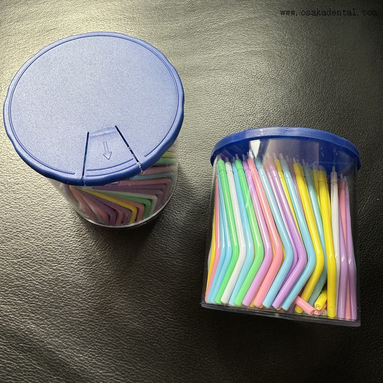 Paquete de botellas con puntas de jeringa coloridas desechables dentales, 250 Uds.