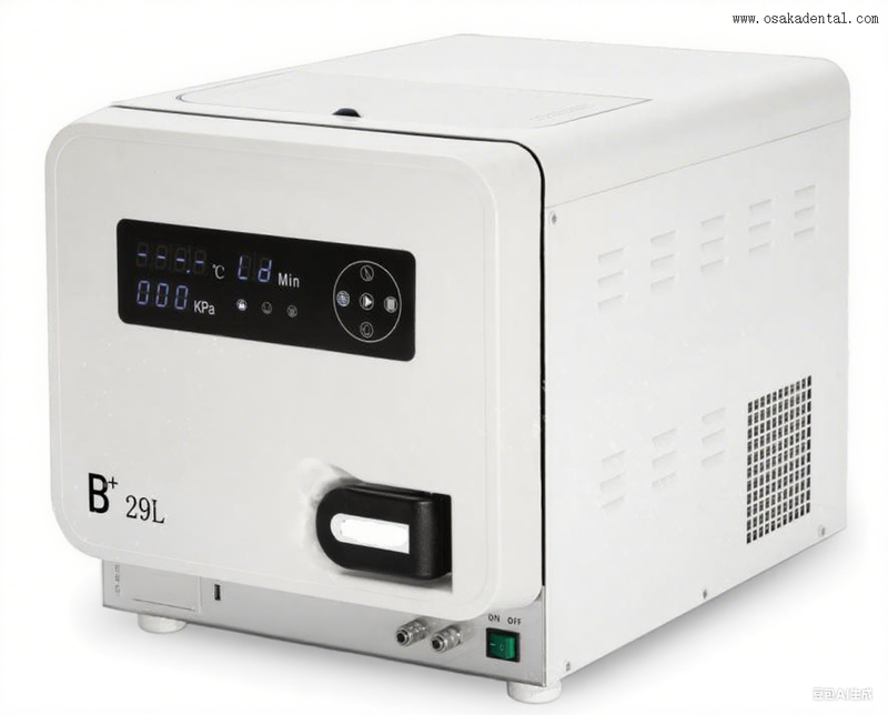 Tanque de agua con apertura Clase B europea, autoclave dental de 29L con pantalla Digital para unidad dental con bomba de vacío Thomas