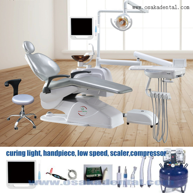 Ejemplo de unidad de silla dental de conjunto completo con monitor