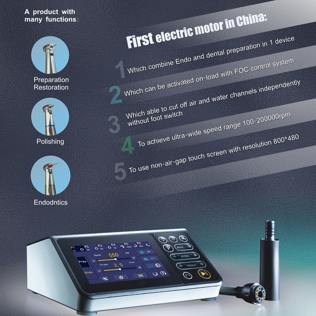 Motor eléctrico sin escobillas dental con función de motor endo 2 en 1