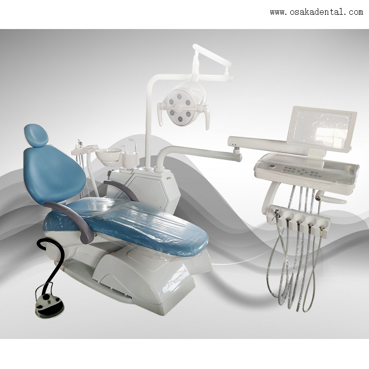 Silla dental con lámpara LED y compresor de aire dental con succión dental fuerte 