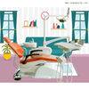 Sillón dental de color naranja con reposapiés multifuncional