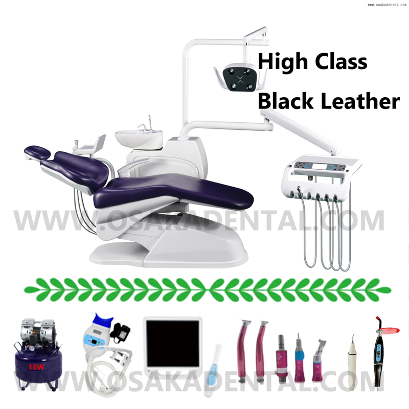 Sillón dental de alta calidad de color púrpura de OSAKA, unidad de sillón dental con máquina de blanqueamiento dental y algiante dental