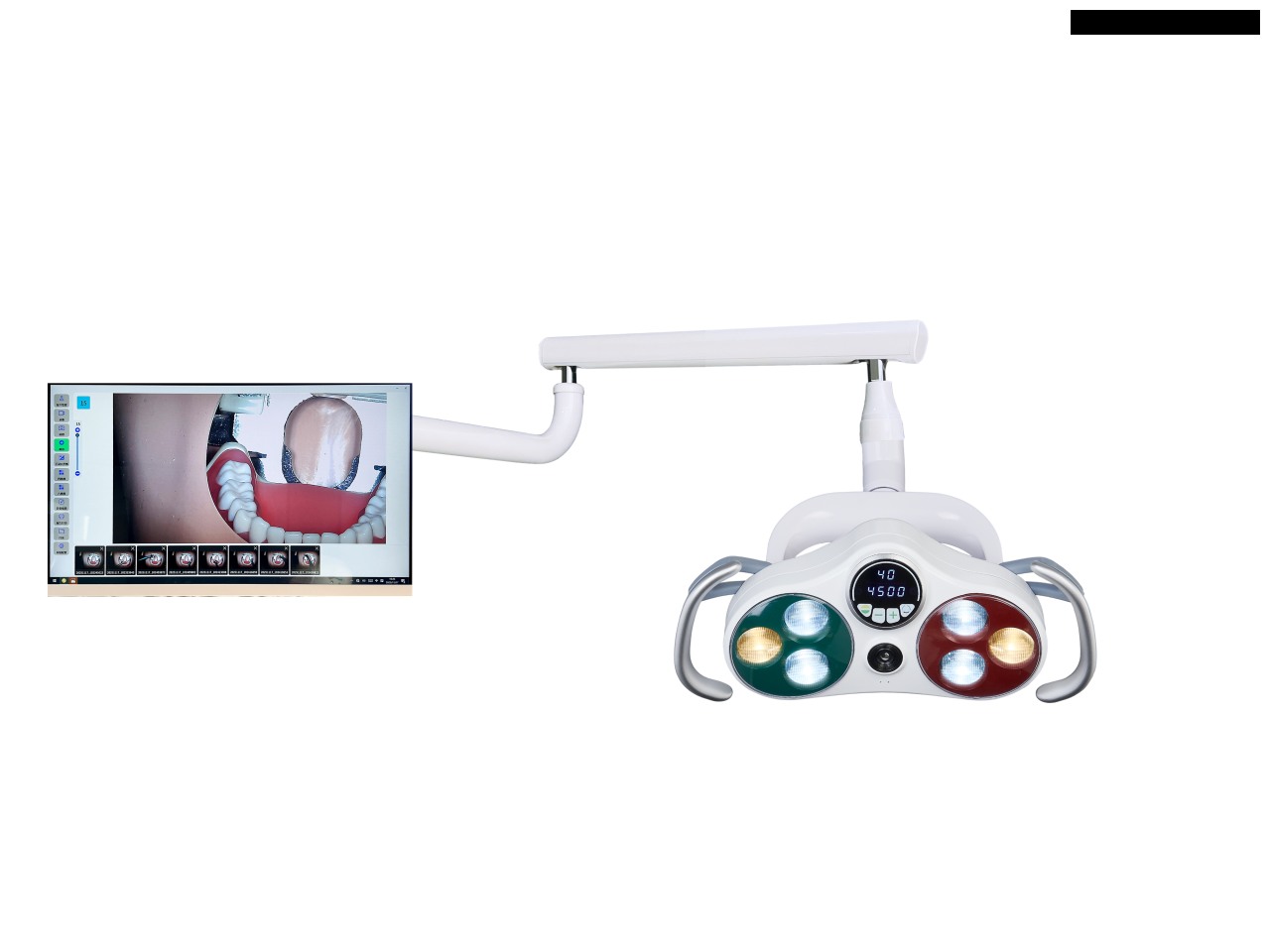 Luz quirúrgica con sensor de operación dental con grabación de cámara de video con brazo para instalar en el monitor