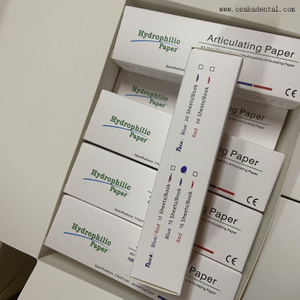 Productos desechables dentales Papel hidrofílico Papel para articular Azul y rojo OSA-W13BR