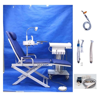 Unidad de silla dental portátil con bandeja móvil y pieza de mano