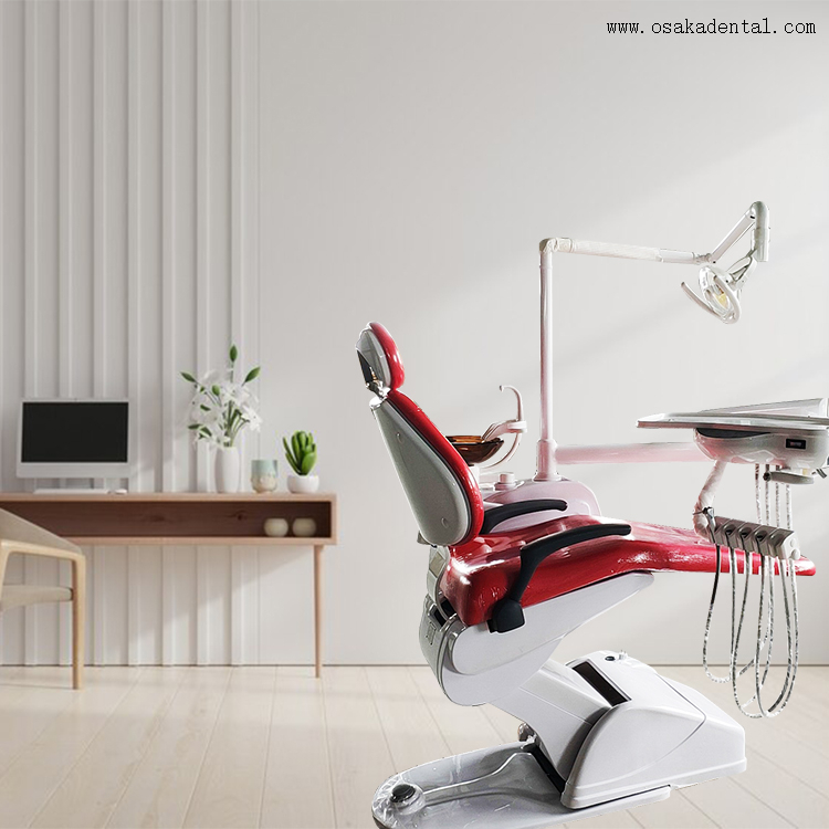 Silla dental de color rojo para clínica simple/silla dental económica