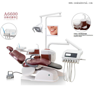 Sillón dental de cuero cómodo y lujoso con taburete de dentista Unidad dental con pieza de mano dental y otra opción A6600